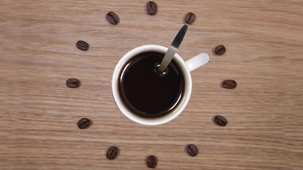 Coffee Time - Cup of coffee and clock of coffee beans,seamless loop animation