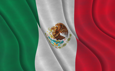 Naklejka premium Illustration of a flying Mexican Flag