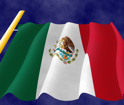 Mexican Flag on the pole, view up
