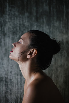 Beautiful woman profile portrait