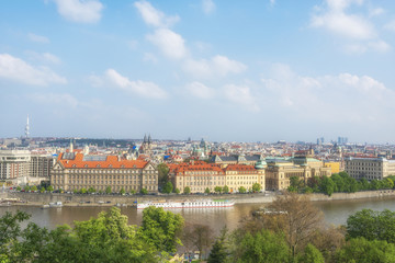 Naklejka na ściany i meble Prague and Vltava river, Czech republic