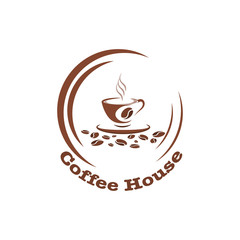 Coffee, hot drink logo design template for coffee house, restaurant menu, banner