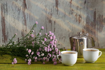 Coffee and asters are a good combination.