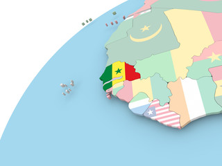 Senegal on globe with flag