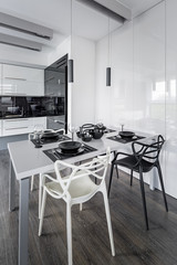 White dining table and chairs