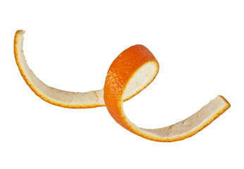 Orange peel against white background