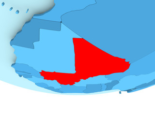 Fototapeta premium Mali in red on blue map