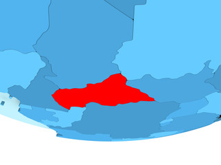 Fototapeta premium Central Africa in red on blue map