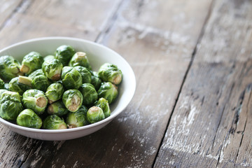Bowl of fresh brussels sprouts