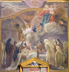 TURIN, ITALY - MARCH 13, 2017: The fresco The death of St. Theresia in church Chiesa di Santa Teresa by Rodolfo Morgari  (1827 – 1909).
