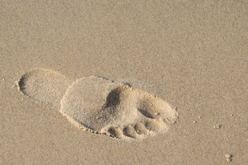 Footprint on the beach photo. Beautiful picture, background, wallpaper