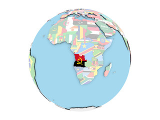 Angola on globe isolated