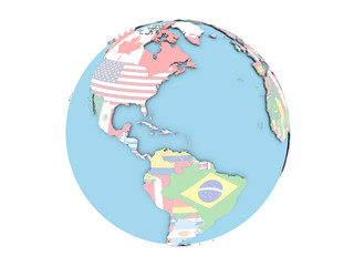 Puerto Rico on globe isolated