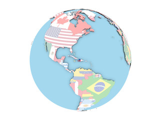 Haiti on globe isolated