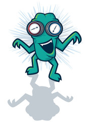 Monster Gauge/Illustration of a funny monster with blue and red gauges for eyes