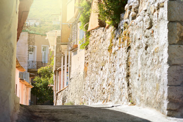 Picturesque street of the old italian town. European countryside.