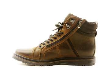 One brown boot isolated on white