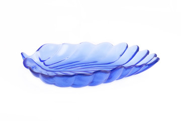 blue glass dish in the form of a sheet