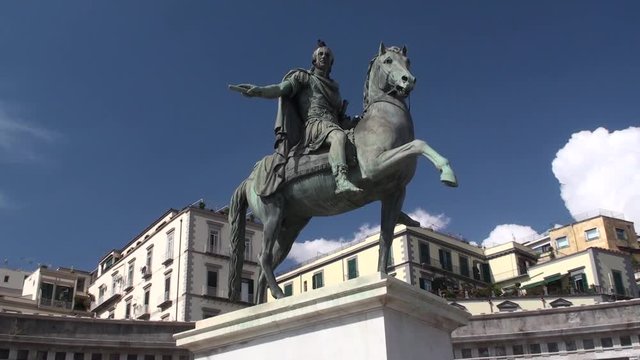 Bronze horse monument by Antonio Canova in Naples, Southern Italy