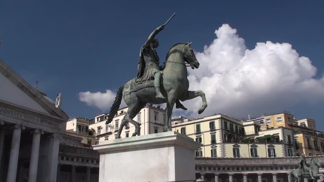Bronze horse monument by Antonio Canova in Naples, Southern Italy