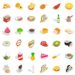 Bakery shop icons set, isometric style