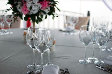 wedding glasses, decorations for a table at a celebration