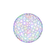 Abstract polygonal broken sphere.Vector outline colorful illustration.
