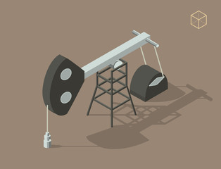 Isometric High Quality City Element on Brown Background . Oil Pump