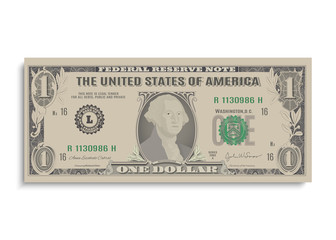Dollar. Realistic one dollar bill. Vector illustration