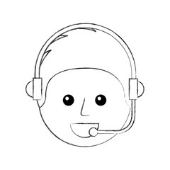 happy young boy avatar wearing headset