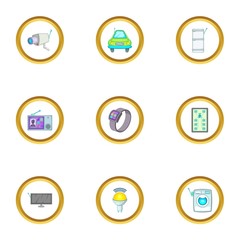 Smart device icons set, cartoon style