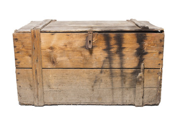 old wooden chest, isolated