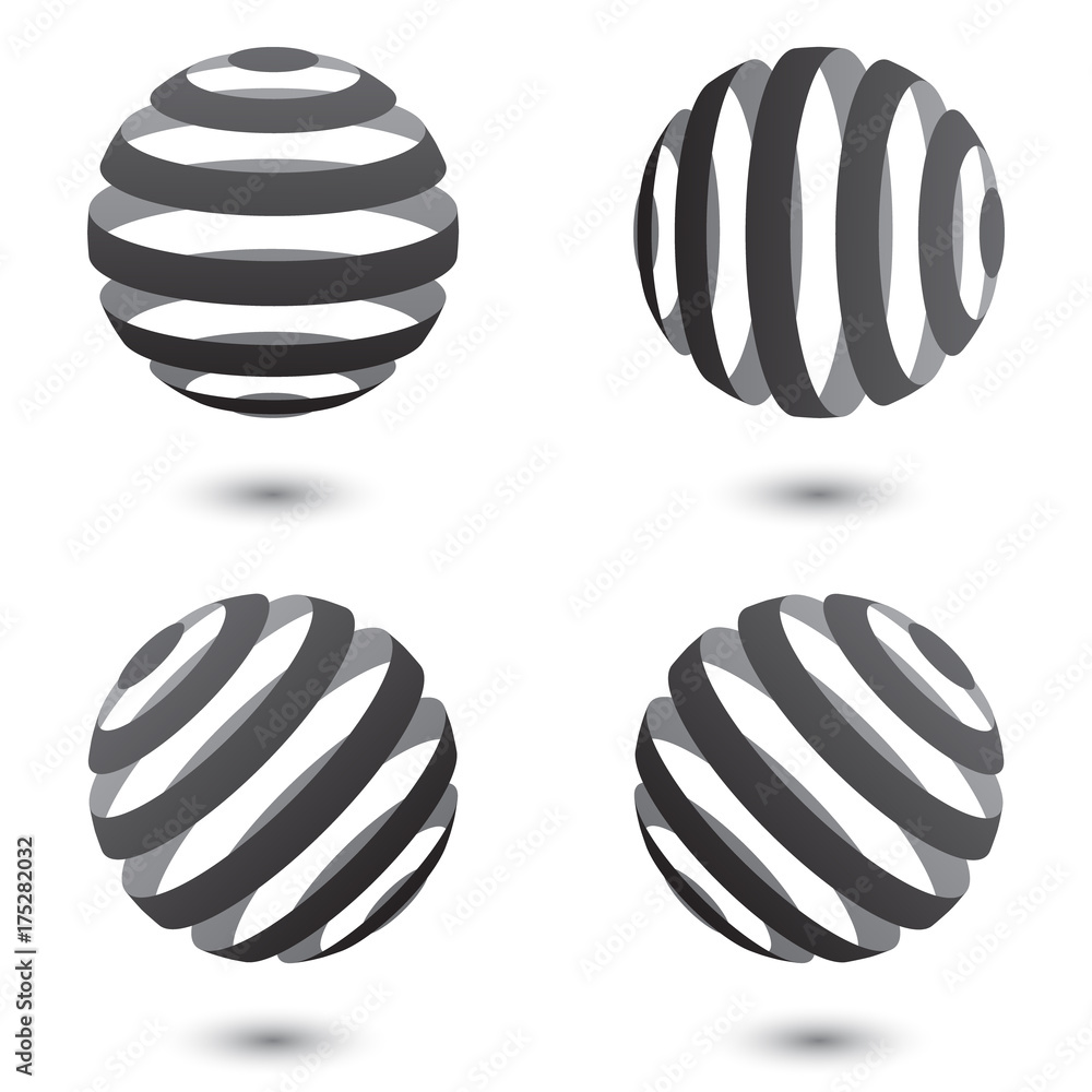 Aufkleber striped globe modern design with shadow isolated on white background. futuristic 3d style object tem
