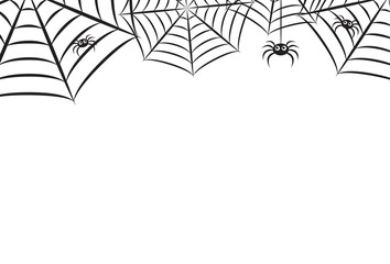 Fototapeta premium Halloween Spider Web Horizontal Vector Background 1