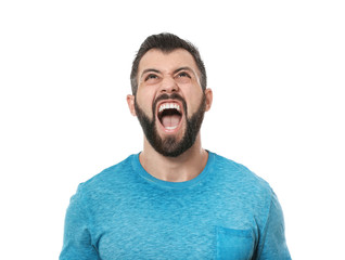 Obraz premium Angry man on white background