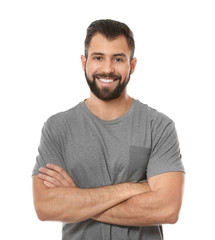 Handsome man on white background