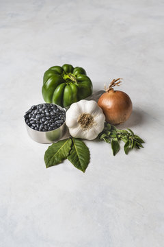 Ingredients to Cook Frijoles Negros Cuban Black Beans