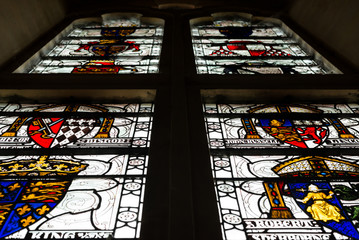 Stained glass window in Winchester's Great Hall