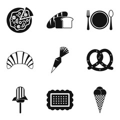 Fat icons set, simple style