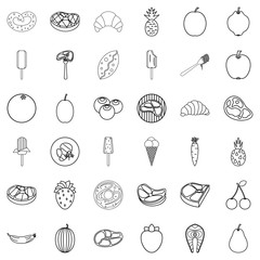Food icons set, outline style