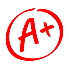 Grade result - A . Hand drawn vector grade with plus in circle. - obrazy, fototapety, plakaty