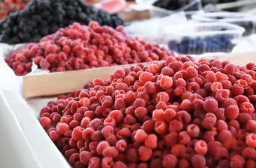 Assortment of fresh berries at market