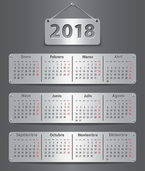 2018 Spanish calendar