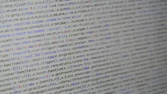 HTML and CSS code developing. Website design code programming on a laptop screen