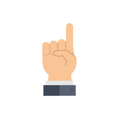 Hand with pointing finger and sleeve of a jacket. Gesture. Vector illustration