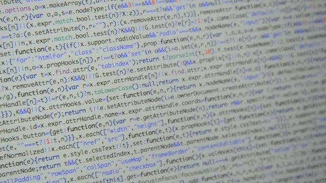 HTML and CSS code developing. Website design code programming on a laptop screen