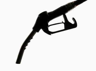 Petrol pump in silhouette on white background