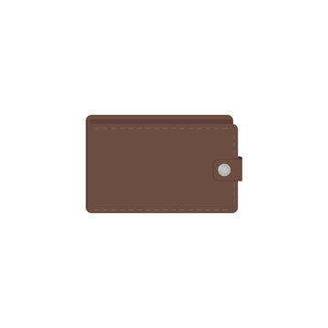 Brown closed empty wallet. Vector illustration