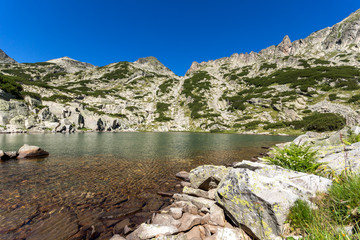 Naklejka na ściany i meble Landscape with Left Kralev Dvor pass and Samodivski lakes, Pirin Mountain, Bulgaria