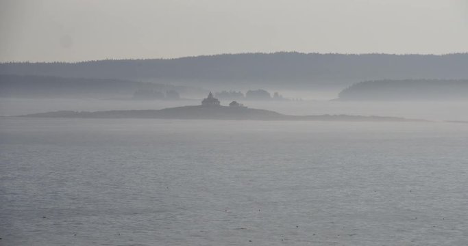 Wide, fog in coastal bay